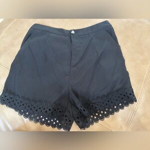SHEIN Black High Waist Lace Trim Shorts